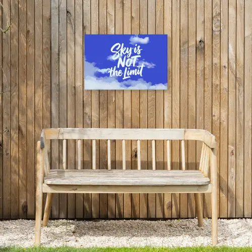 Sky is not the limit - Blauwe lucht - Wolken Tuinposter op houten frame 2 cm dik klein -sfeer4