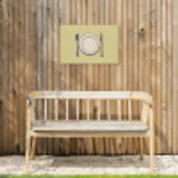 Illustratie - Bord - Bestek - Beige Tuinposter op houten frame 2 cm dik klein -sfeer4