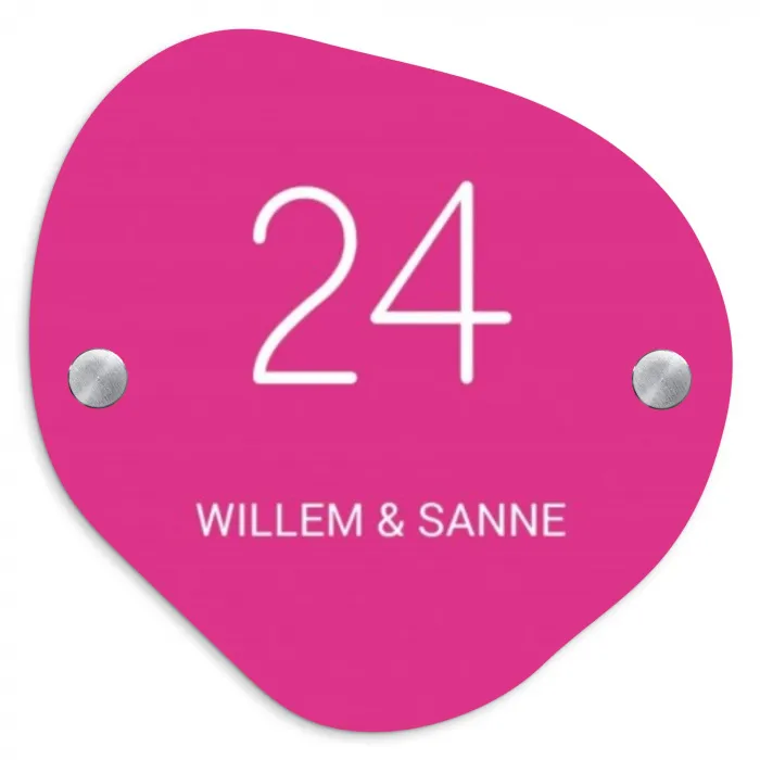 Felroze - Klassiek Naambord Organisch middel -3d