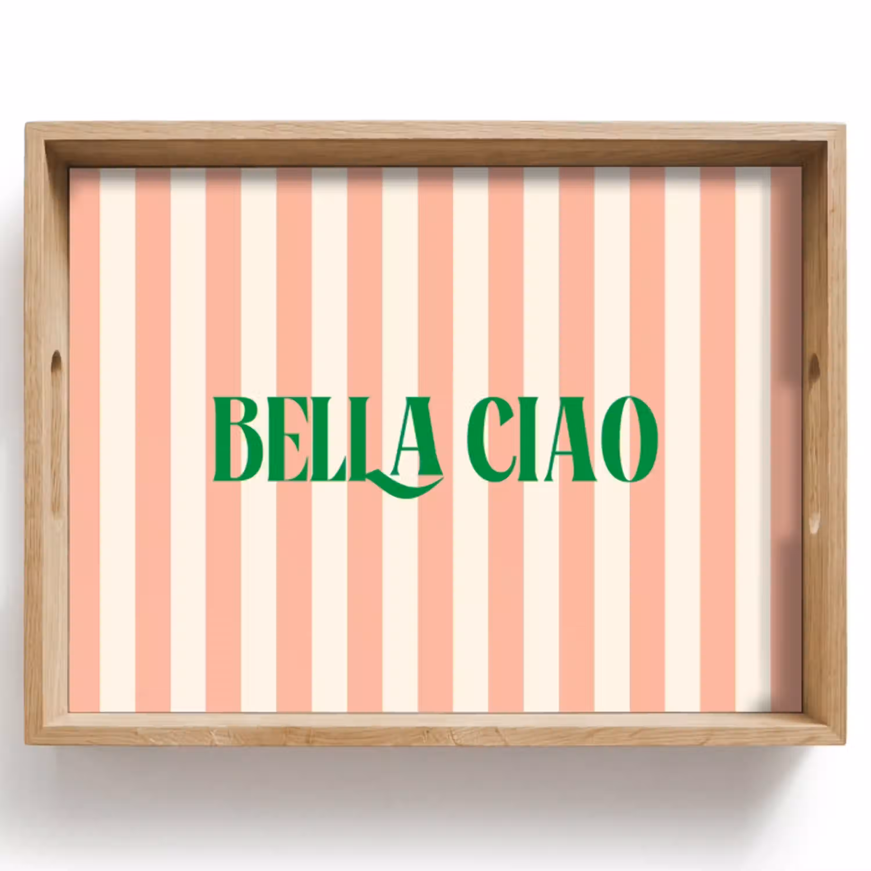 Zachtroze - Groen- Strepen - Bella Ciao Dienblad Rechthoek middel -z3d_shopping