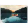 Bossen - Meer - Kano - Oranje poster papier klein -3d