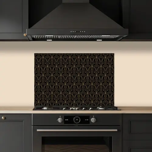 Goud - Zwart - Lijnen keuken achterwand spatscherm klein 900 -sfeer1