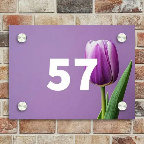 Paarse tulp - Traditioneel Naambord Rechthoek middel -sfeer3