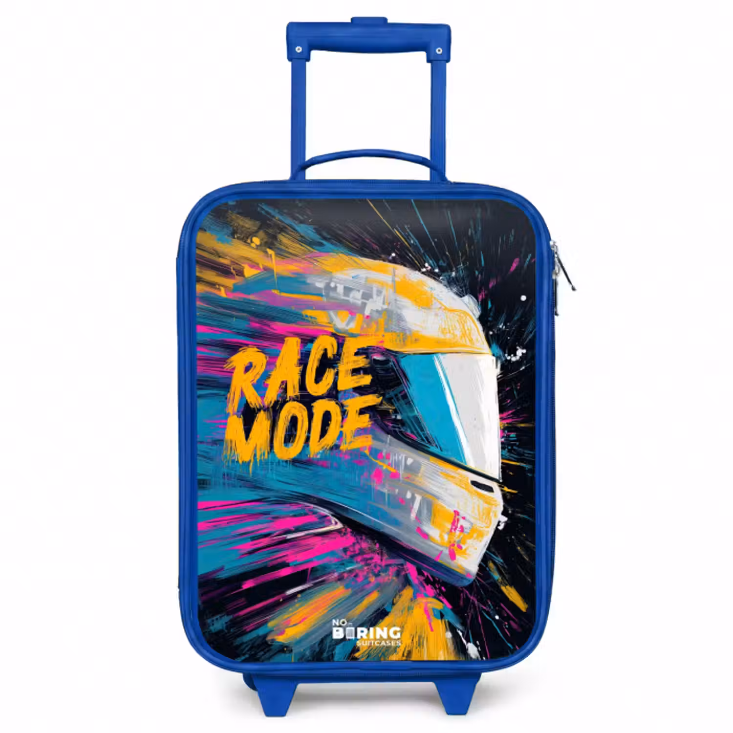 Kinderkoffer - Blauw - Racehelm - Verfspatten - Penseelstreken - Race mode