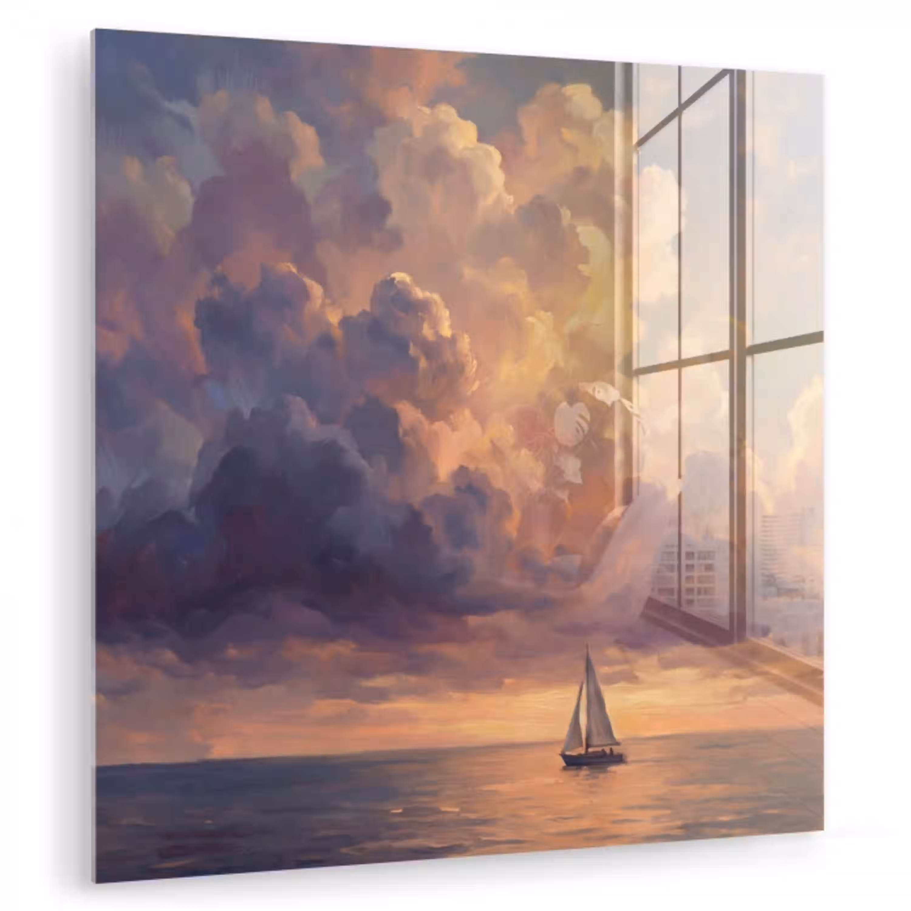 Boot - Zonsondergang - Zee - Natuur - Goud plexiglas 5mm klein -zzzproduct_nieuw