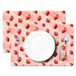 Aardbei - Patroon - Roze Placemat vinyl groot 368 -zzsfeer2_Kitchenyeah-website