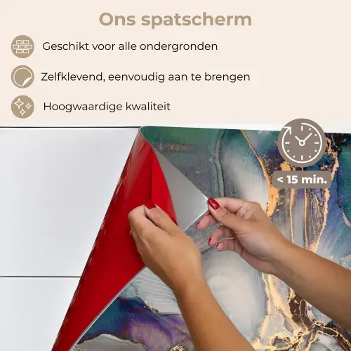 Goud - Blauw - Marmer keuken achterwand spatscherm klein -spatscherm_NL