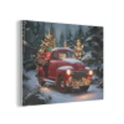 Kersttruck - Sneeuwbos - Rood PET vilt klein -3d