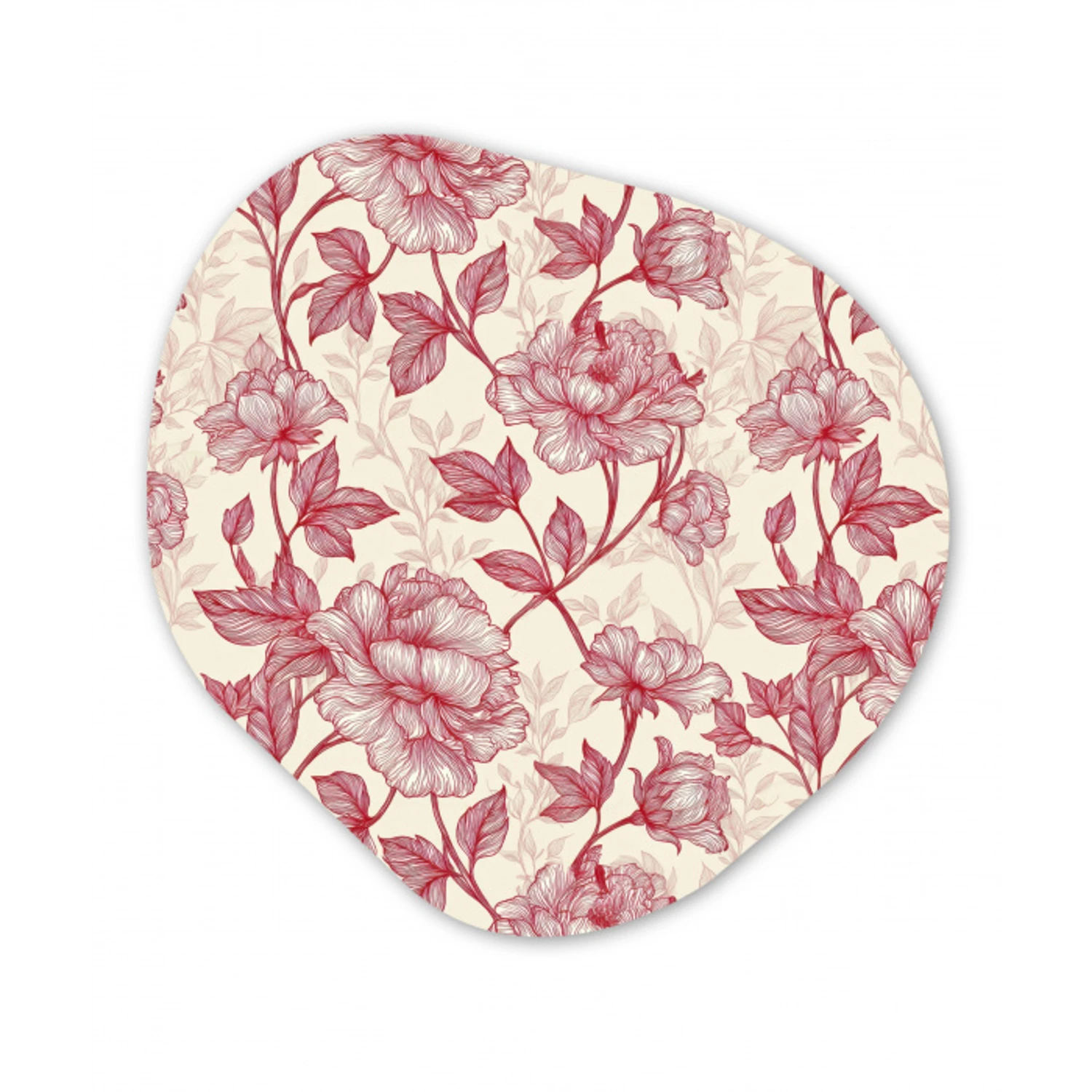 Pioenrozen - Modern -  Rood Wandcirkel Organisch Forex 3mm klein 629 -3d