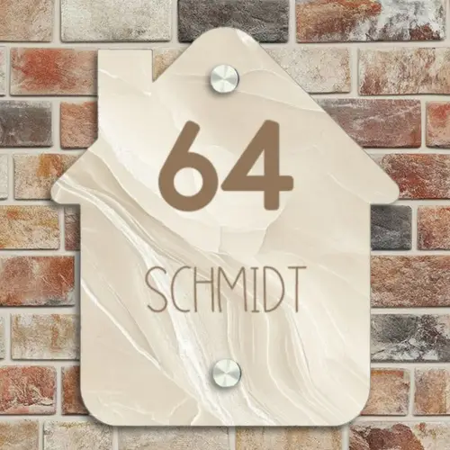 Beige - Marmer - Modern Naambord Huisje klein -sfeer6