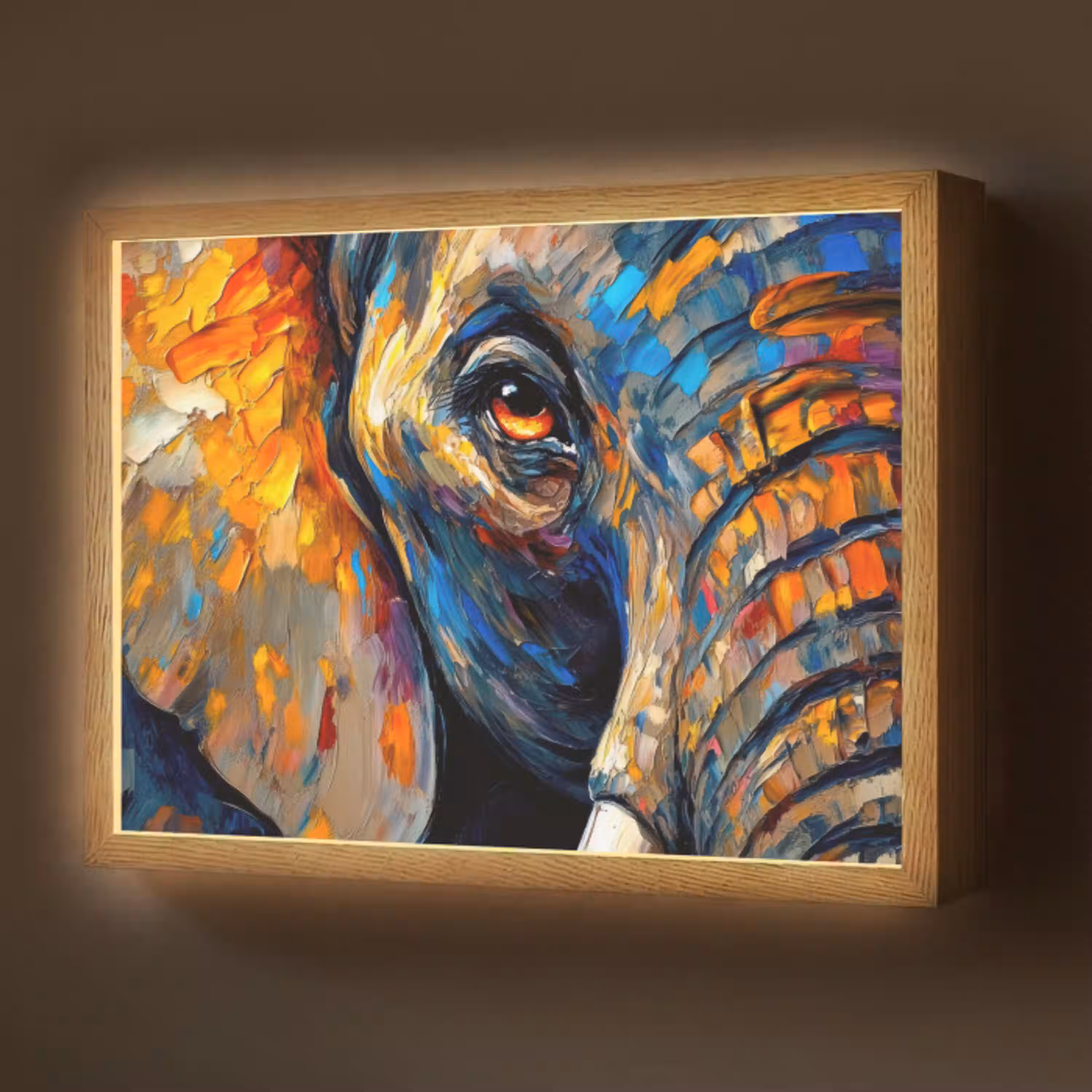Olifant - Kunst - Dieren Light Box met batterij (Wandlamp) middel -z3d_website