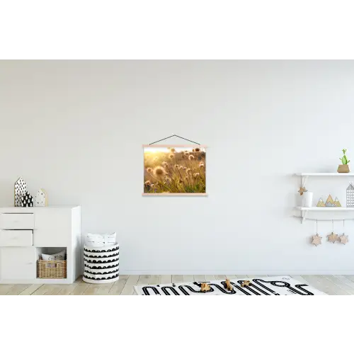 Planten - Natuur - Bloemen - Zon - Horizon textielposter latten blank klein -kinderkamer