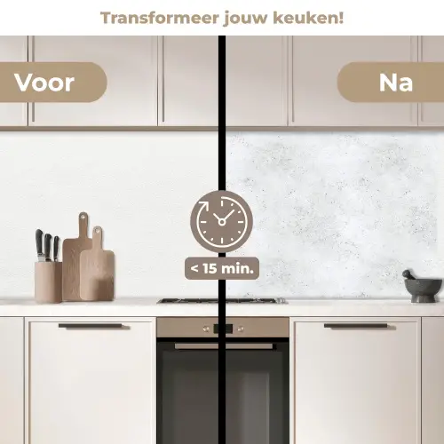 Lichtgrijs - Betonstructuur - Subtiel keuken achterwand 2 middel 871 -voor-na2_NL