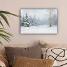 Bospad - Dennen - Sneeuw - Winter - Rustgevend canvas 2cm klein -sfeer1