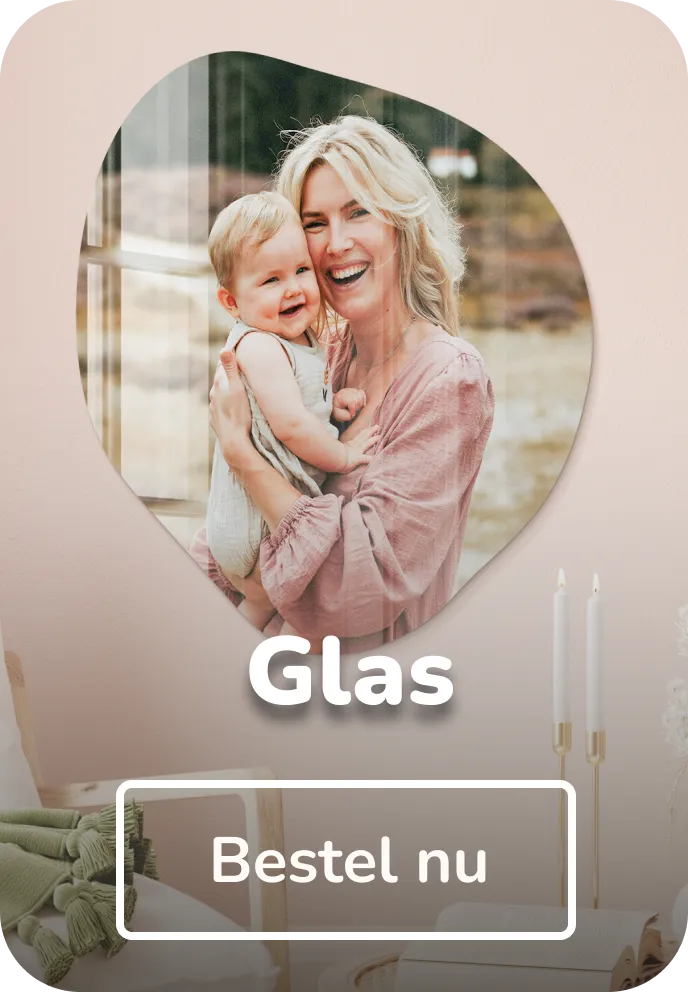 Foto op organische vorm glas