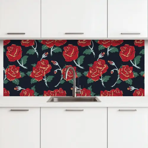 Rozen - Bloem - Patroon - Rood keuken achterwand 2 middel 871 -3d