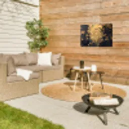 Bloemen - Takken - Goud - Sierlijk Tuinposter op houten frame 2 cm dik klein -sfeer2