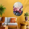Bloemen - Kleurrijk - Bloei Wandcirkel Ovaal Glas middel -sfeer4