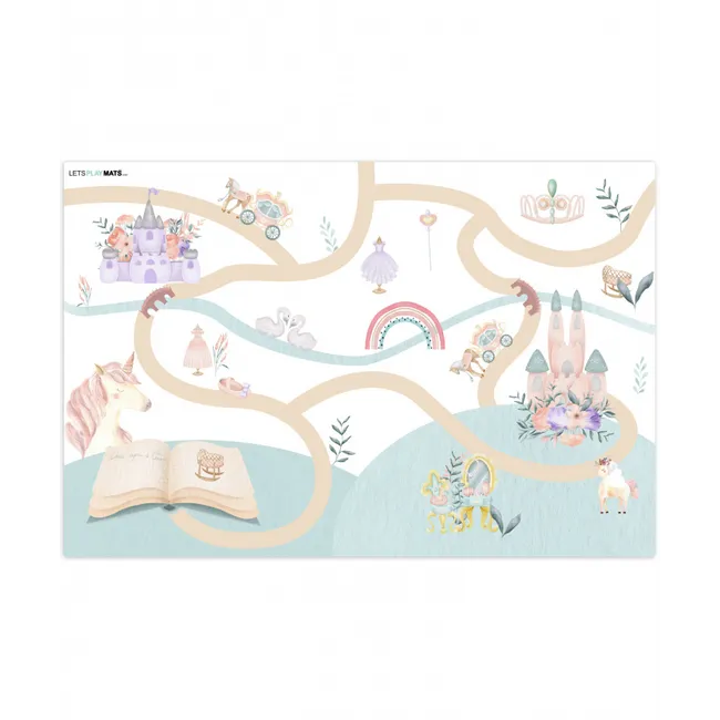 Prinses - Kasteel - Bloemen - Eenhoorn - Meisjes Speelmat klein -3d