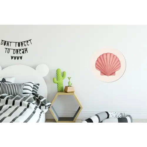 Schelp - Roze - Ribbels Wandcirkel aluminium klein -kinderkamer