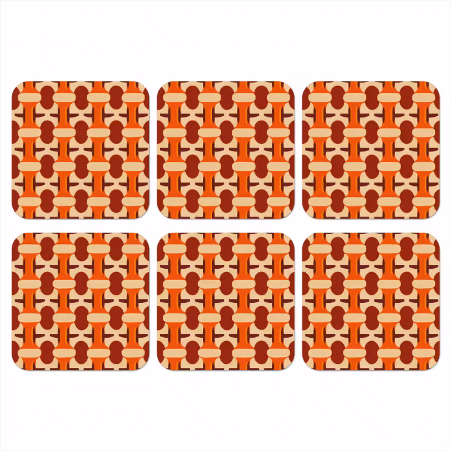 Untersetzer​ - Geometrisch - Retro - Orange