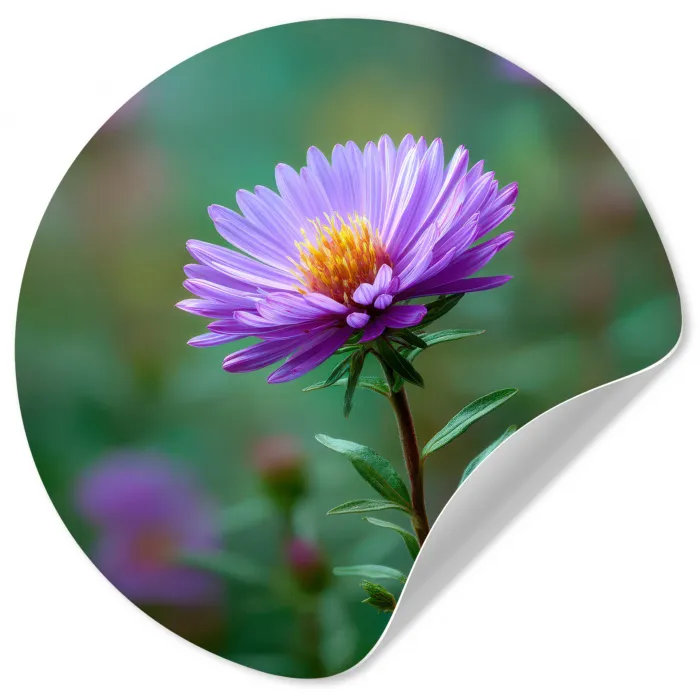 Aster - Paars - Bloem - Blaadjes Wandcirkel behangsticker klein -3d