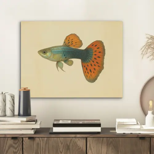 Vis - illustratie - Stippen - Oranje PET vilt klein -sfeer1