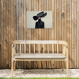 Zwart - Vrouw - Hoed Tuinposter op houten frame 2 cm dik klein -sfeer4