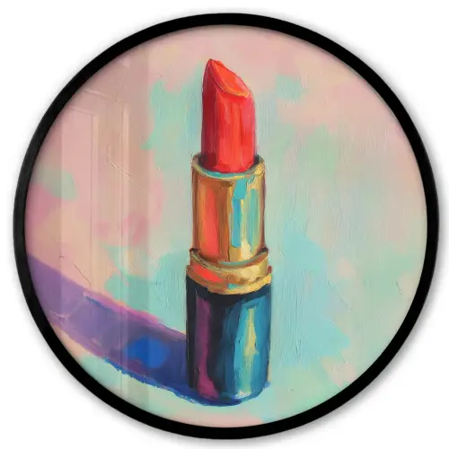 Lippenstift - Rood - Penseelstreken Fotolijst rond zonder passe partout klein -3d