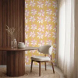 Bloemen - Modern - Geel Behang Vinyl klein 1060 -sfeer1