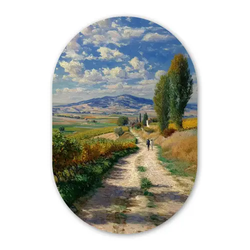 Mensen - Wandelen - Zandpad - Velden Wandcirkel Ovaal Forex klein -3d