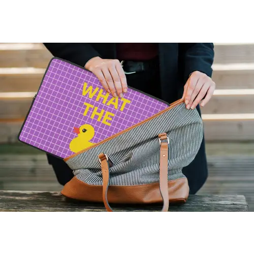 Tekst - Eend - Paars laptophoes neopreen klein -tas