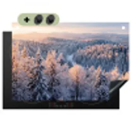 Bos - Bergen - Goud - Winter - Warm Inductie beschemer met haakjes klein -3d