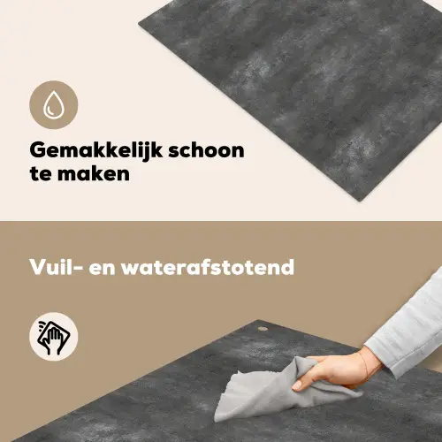 Donkergrijs - Ruw - Beton Inductie beschemer met haakjes klein 777 -ky-schoon-nl