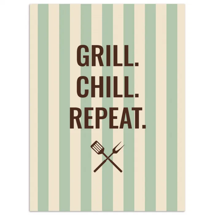 Quote - Strepen - Grill poster papier klein -3d
