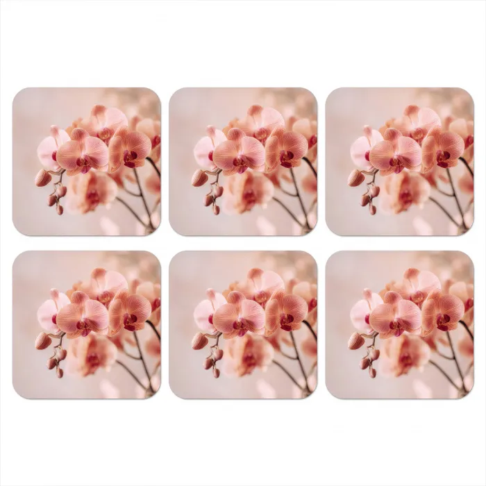 Orchidee - Bloemen - Roze - Bloemblaadjes onderzetter kurk middel -3d
