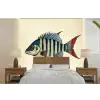 Gestreept - Donkerblauw - Rugvin - Vis fotobehang vinyl groot -bed