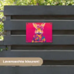 Konijn - Bloemen - Kleurrijk - Kimono tuinposter los doek klein -sfeer3
