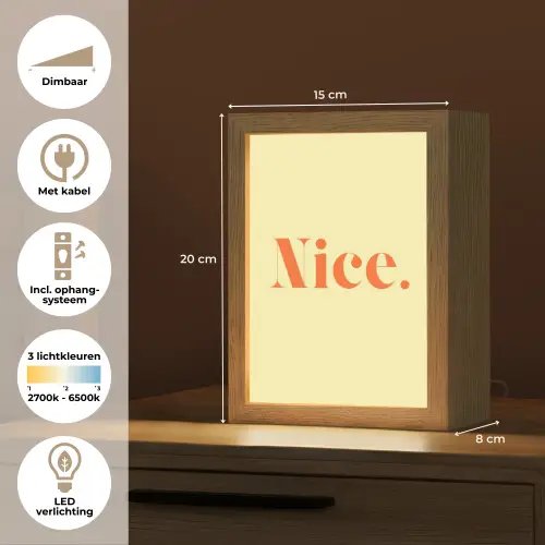 Nice - Oranje - Geel - Minimalistisch Light Box met kabel (Tafellamp) klein -USP_NL