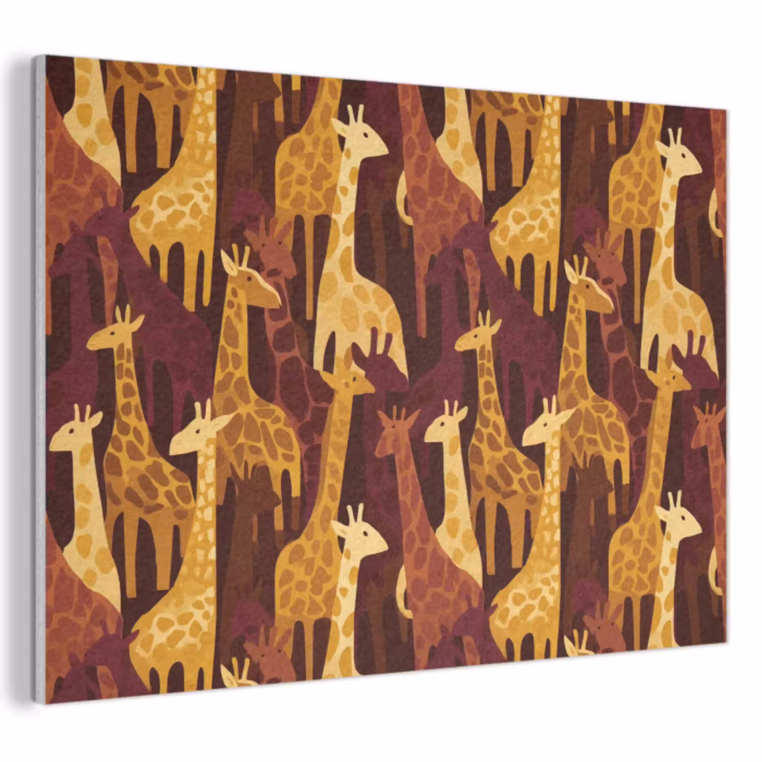 Bruin - Giraffen - Safari - Patroon PET vilt klein 837 -3d