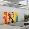 Vrouw - Verfstrepen - Gekleurd keuken achterwand spatscherm klein -3d_schuin
