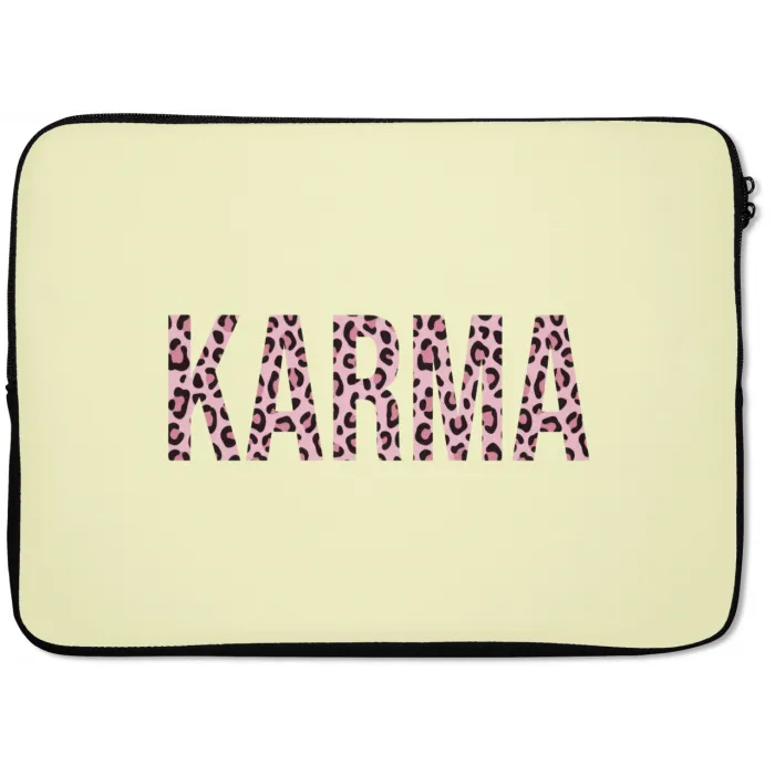 Karma - Luipaardprint - Geel laptophoes neopreen klein -zkaufland3dotto