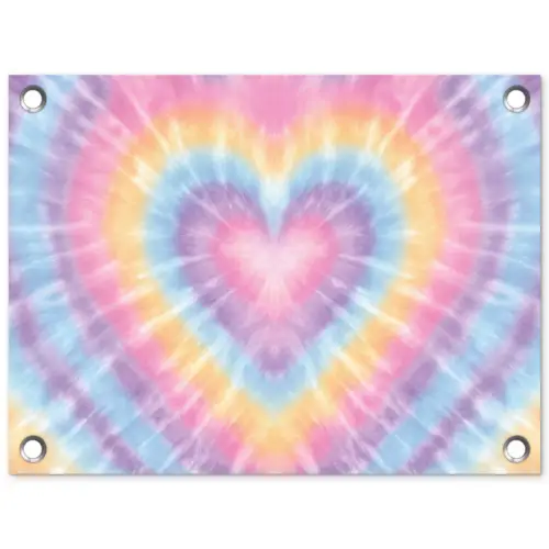 Hartvorm - Pastelkleuren - Tie Dye tuinposter los doek klein -3d