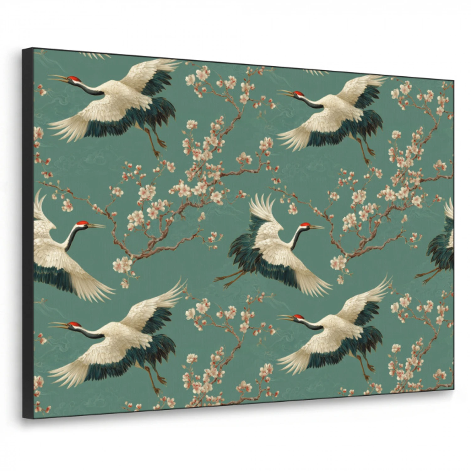 Kersenbloesem - Kraamvogels - Groen Textielframe zwart klein 947 -3d
