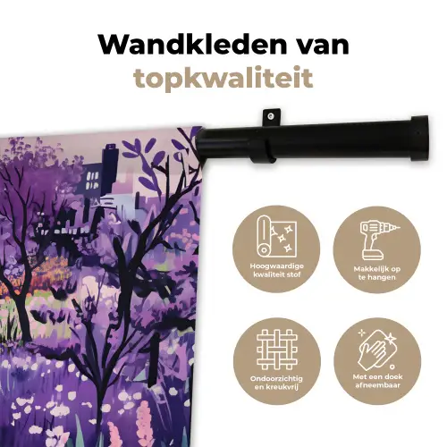 Park - Bomen - Bloemen - Gebouwen Wandkleed katoen klein -sfeer2