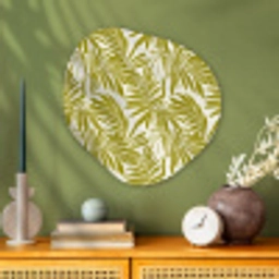 Palmblad - Patroon - Groen Wandcirkel Organisch Aluminium middel 851 -sfeer2