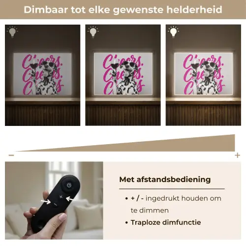 Cheers - Hond - Roze - Wijn Light Box met batterij (Wandlamp) middel -USP_dimbaarNL