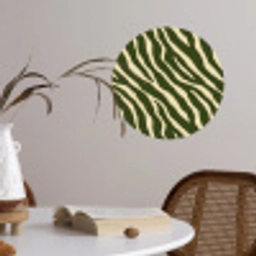 Zebra - Patroon - Groen Wandcirkel behangsticker klein 186 -sfeer3