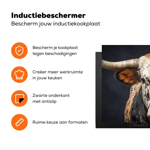 Stier - Kleurrijk - Hoorns Inductie beschermer vinyl 3mm klein -zzzzzzz-td-ups