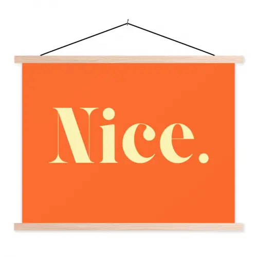 Oranje - Gebroken wit - Nice textielposter latten blank klein -3d